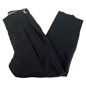 Classic Black Pleated Side Stripe Dress Pants | Size 39